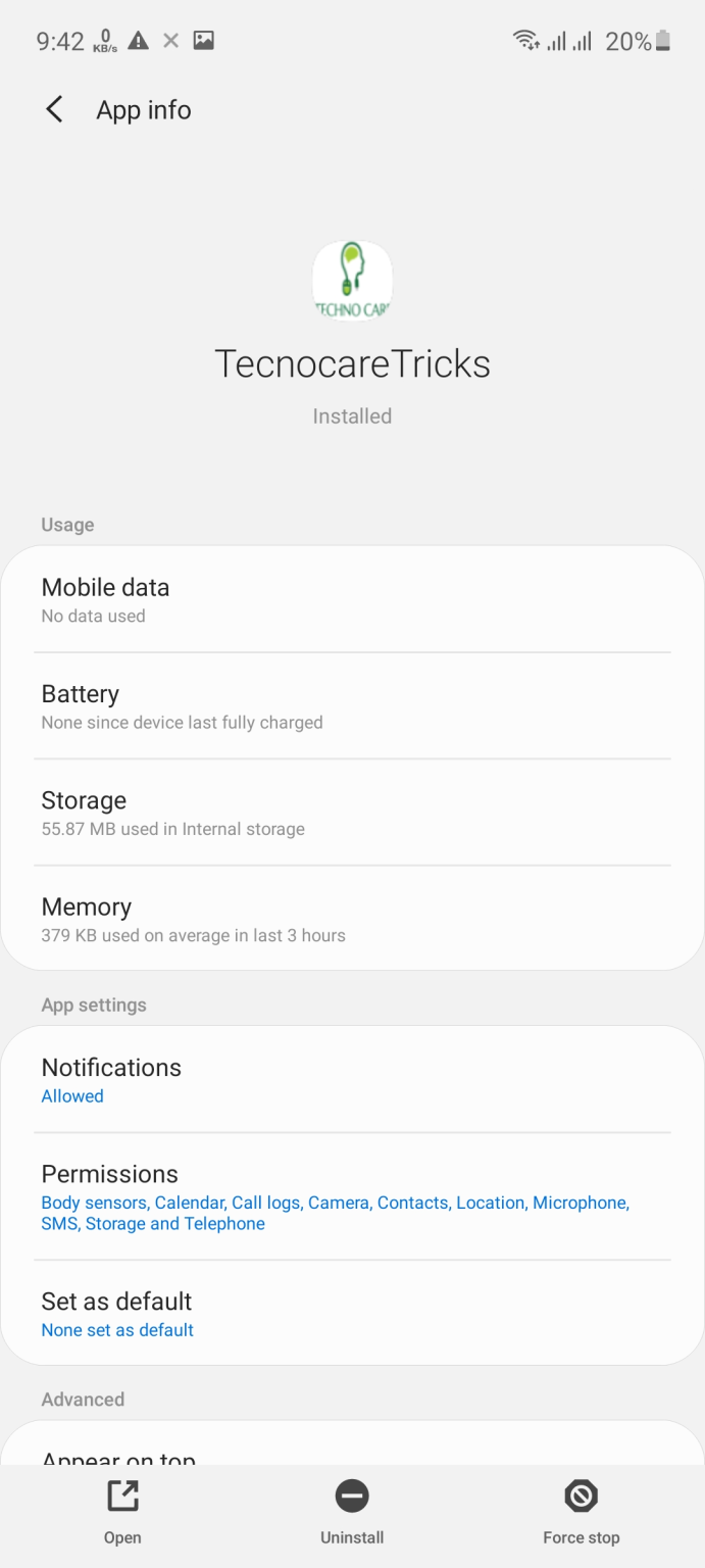 Screenshot of Technocare App